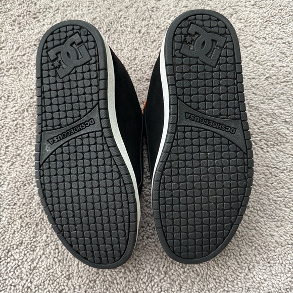 DC Skate Leather Sneakers Size 8.5 Black & Orange NO LACES Mens Court RS - Picture 7 of 9